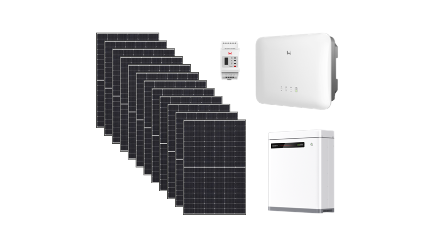 4.340,00€ με το ΦΠΑ. Φωτοβολταϊκό πακέτο net-billing 5kW με μονοφασικό υβριδικό ινβέρτερ μπαταρία λιθίου 5,4kWh, δυνατότητα μηδενικής έγχυσης στο δημόσιο δίκτυο (zero feed-in) και έκτακτη ρευματοδότηση (back-up) σε διακοπές ρεύματος